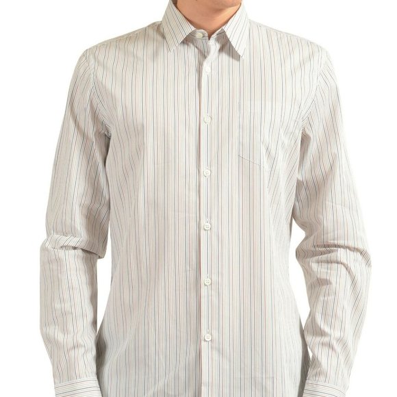 Prada Men's Striped Long Sleeve Dress Shirt
